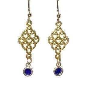 Elegant Gold and Blue Dangle Earrings